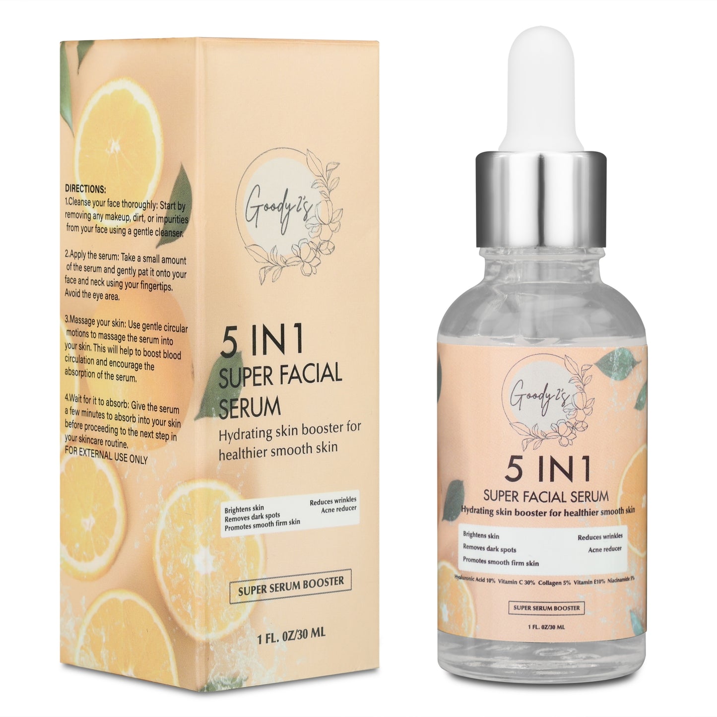 Goody 2's 5 in 1 Serum Super Facial Serum - Hydrating Skin Booster for Healthier, Smooth Skin - 1 oz
