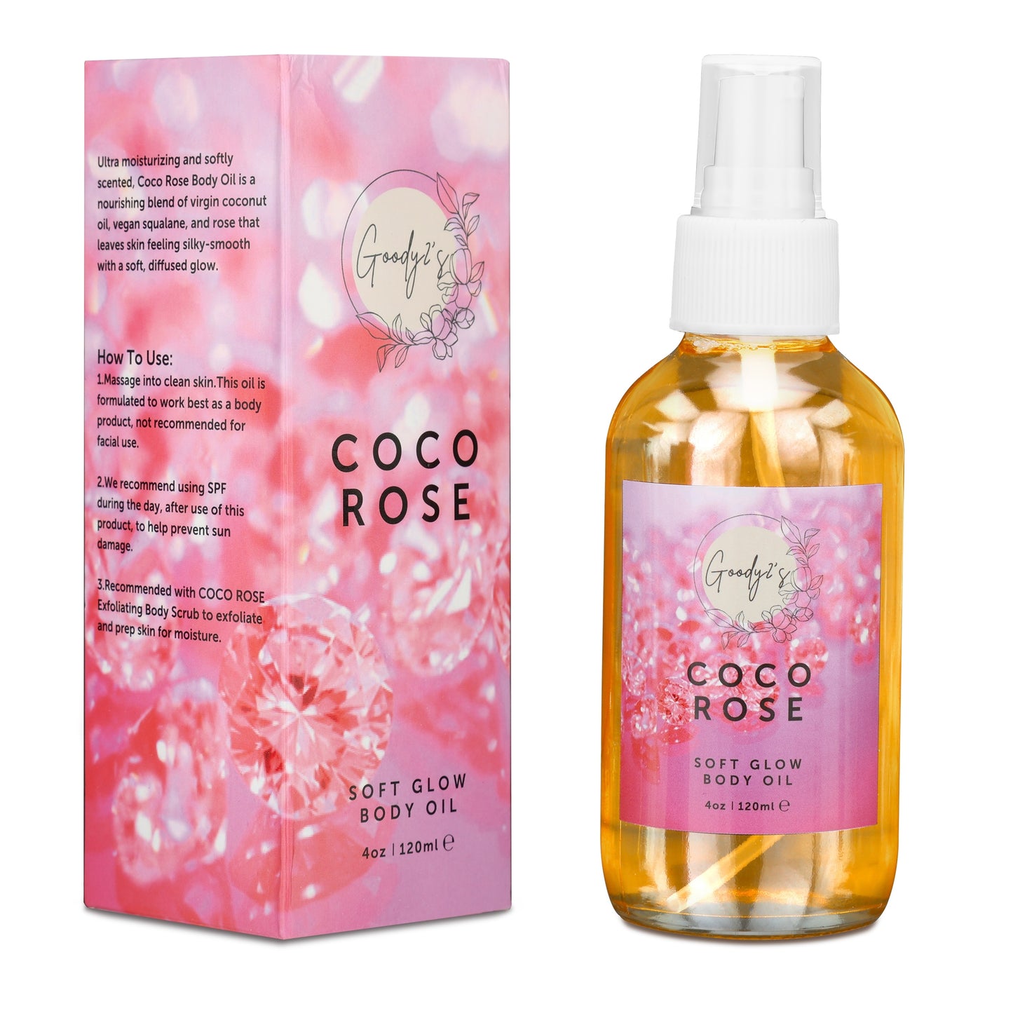 Goody 2's Coco Rose Soft Glow Body Oil - 120 ml | Hydrating with Coconut & Rose Extracts | Natural, Vegan, Cruelty-Free