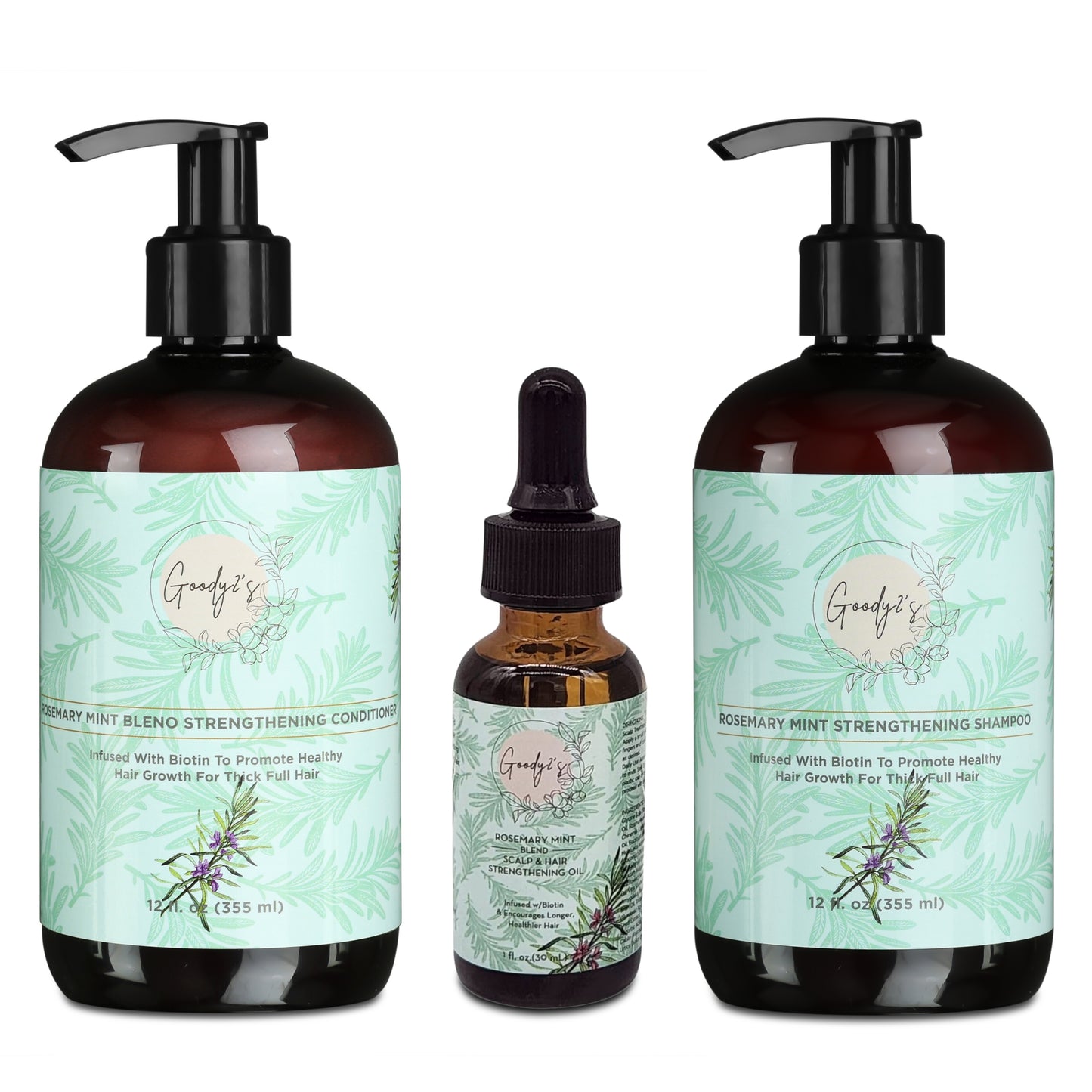 Goody 2's Rosemary Hair Care Set - Shampoo, Conditioner & Scalp Oil for Healthy, Revitalized Hair