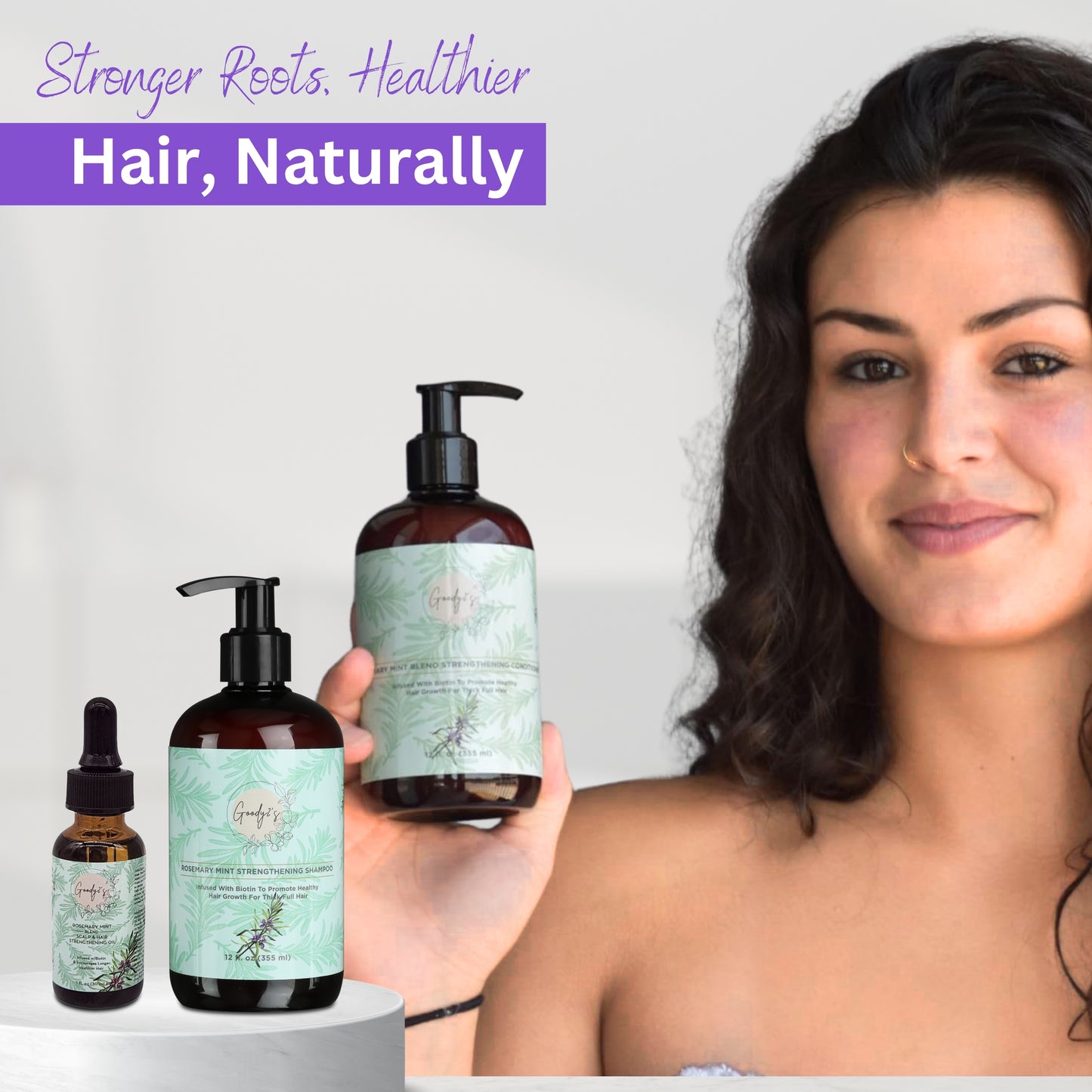 Goody 2's Rosemary Hair Care Set - Shampoo, Conditioner & Scalp Oil for Healthy, Revitalized Hair