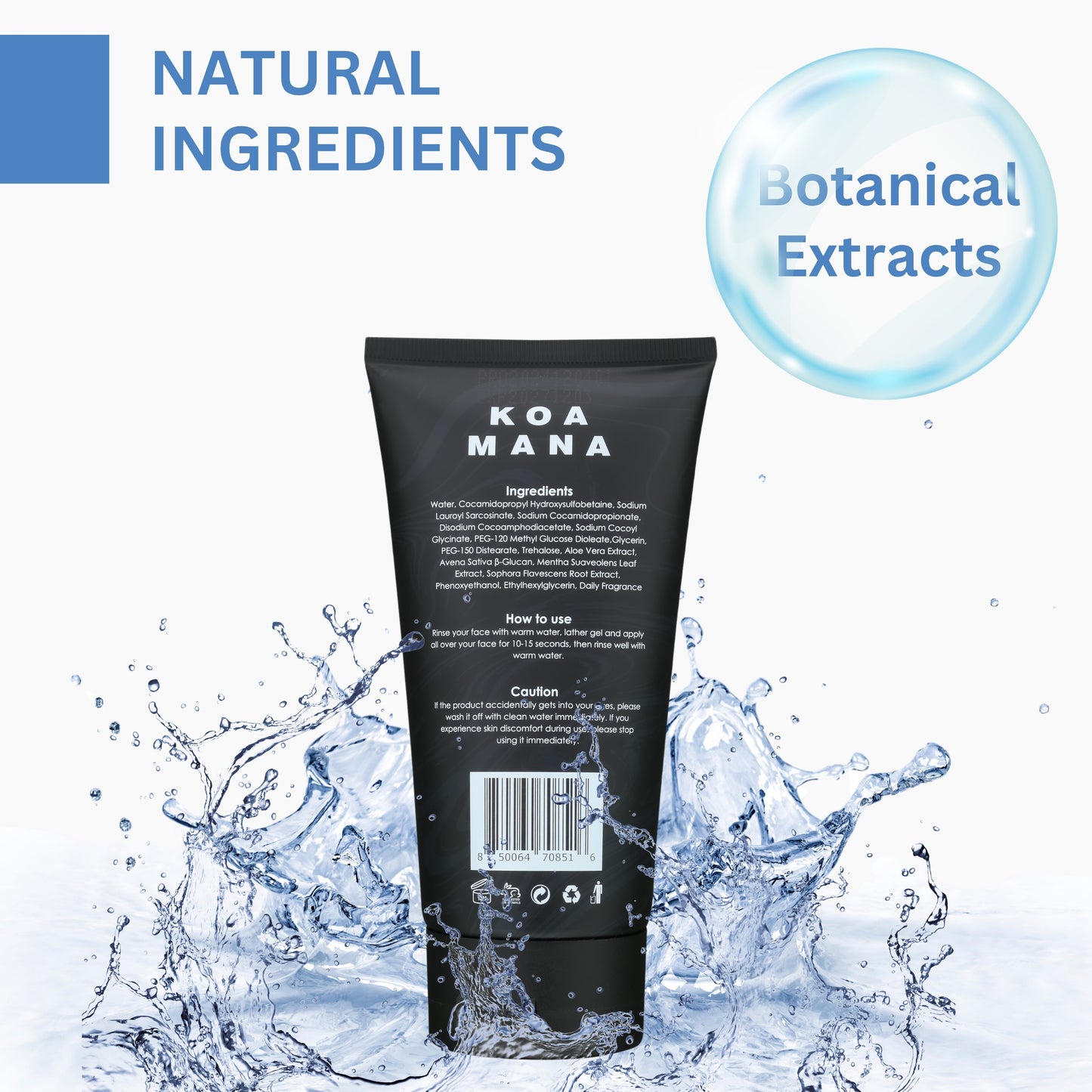 Koa Mana Foaming Face Wash for Men, 100% Organic, Pure Plant Ingredients, 180 ml