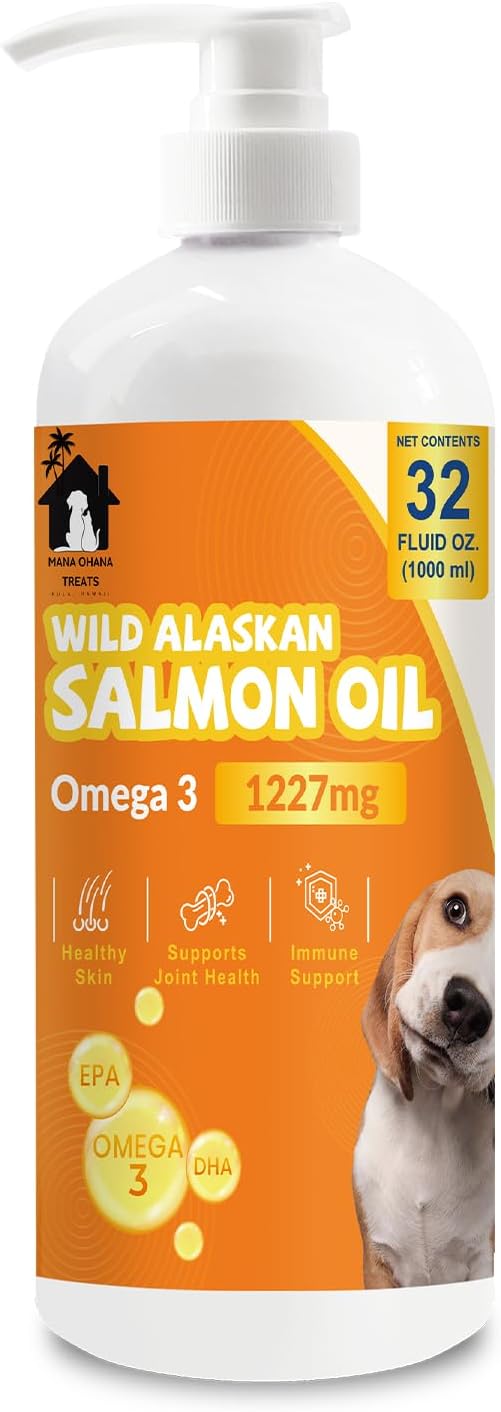 Alaskan Salmon Oil for Dogs and Cats - Healthy Skin and Coat, Fish Oil, Omega 3 EPA DHA, Liquid Food Supplement for Pets. All Natural, Supports Joint and Bone Health, Natural Allergy and Inflammation Defense, 32oz