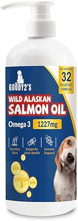 Goody 2's Alaskan Salmon Oil for Dogs & Cats - Omega 3 Fish Oil for Healthy Skin & Coat, Joint & Bone Support, Allergy Relief, & Inflammation Defense - 32oz All-Natural Liquid Supplement