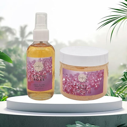 Coco Rose Body Scrub & Body Oil Set - Luxurious Exfoliating Scrub & Hydrating Oil for Smooth, Radiant Skin