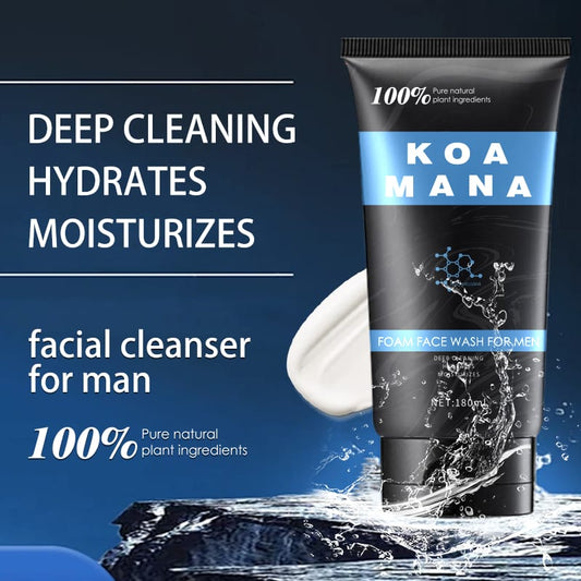 Koa Mana Foaming Face Wash for Men, 100% Organic, Pure Plant Ingredients, 180 ml