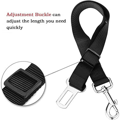 Dog Seat Belt for Dogs Safety Belt  Adjustable Black Nylon Vehicle Tether for Pets, Cat Car Indoor Restraint Lead