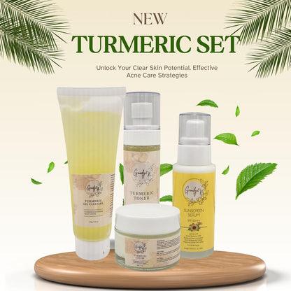 4 PCS Goody 2'S Turmeric Skin Care Set - Turmeric Cream, Turmeric Face Wash, Turmeric Toner, Sunscreen serum for Dry Skin - Soothing & Calming