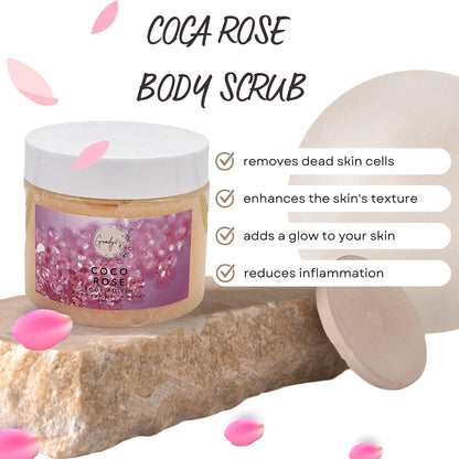 Goody 2's Coco Rose Body Polish/ Body Scrub Set - Spa Bath Scrub for Moisturizing Body, Face, Hands & Feet - Perfect for Women - 8.8 oz