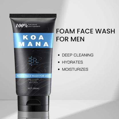 Koa Mana Foaming Face Wash for Men, 100% Organic, Pure Plant Ingredients, 180 ml