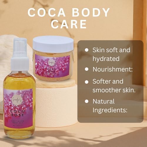 Coco Rose Body Scrub & Body Oil Set - Luxurious Exfoliating Scrub & Hydrating Oil for Smooth, Radiant Skin