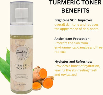 Goody 2's Turmeric Toner - Soothing and Hydrating Natural Skincare Toner for Dry & Oily Skin - 3.38 fl oz