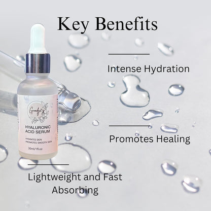 Hyaluronic Acid + PGA Serum for Intense Hydration, Glowing Skin & Fine Lines - Daily Hydrating Face Serum For Women & Men with Dry, Normal & Oily Skin - 30 ml