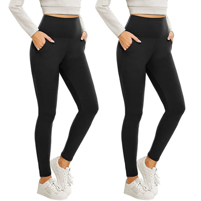 Goody 2's Thick High Waist Yoga Pants with Pockets, Tummy Control Workout Running Yoga