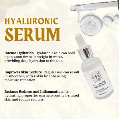 Hyaluronic Acid + PGA Serum for Intense Hydration, Glowing Skin & Fine Lines - Daily Hydrating Face Serum For Women & Men with Dry, Normal & Oily Skin - 30 ml