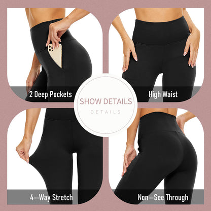 Goody 2's Thick High Waist Yoga Pants with Pockets, Tummy Control Workout Running Yoga