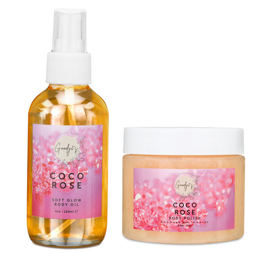 Coco Rose Body Scrub & Body Oil Set - Luxurious Exfoliating Scrub & Hydrating Oil for Smooth, Radiant Skin