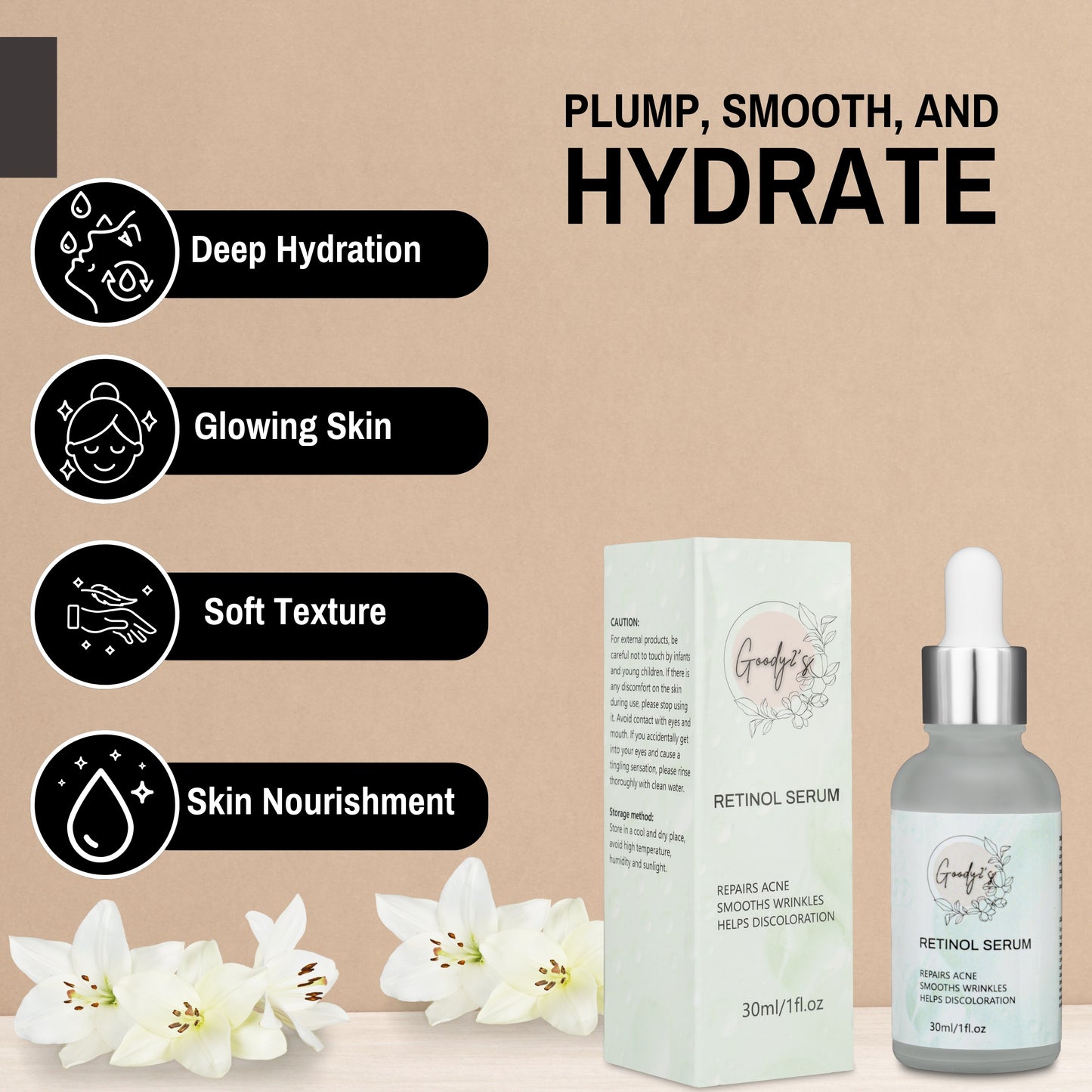 Goody 2's Retinol Serum for Face - Anti-Aging Serum with Retinol, Hyaluronic Acid, and Vitamin E - 1 fl oz