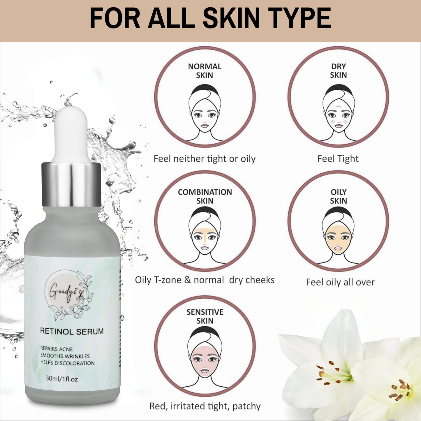 Goody 2's Retinol Serum for Face - Anti-Aging Serum with Retinol, Hyaluronic Acid, and Vitamin E - 1 fl oz