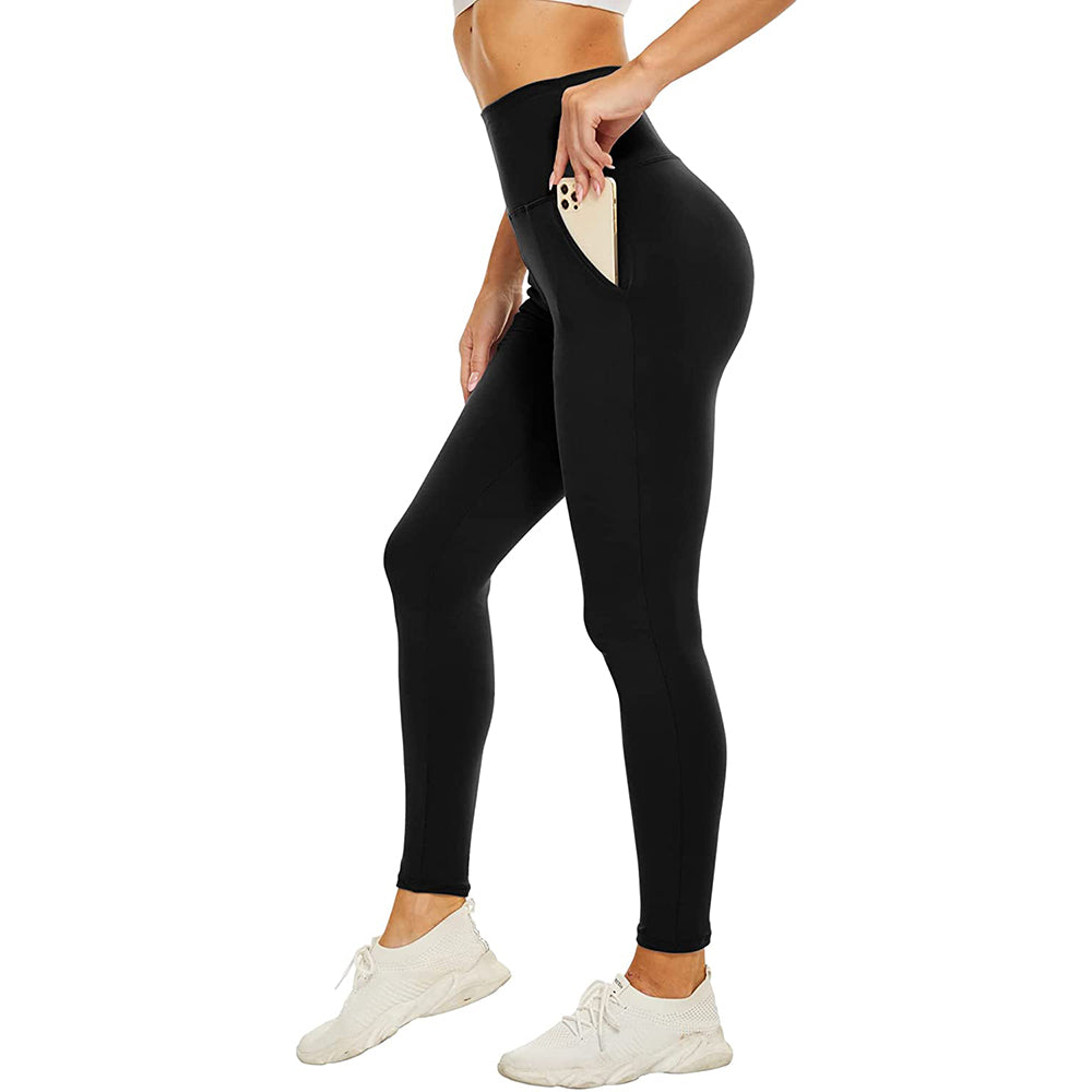 Goody 2's Thick High Waist Yoga Pants with Pockets, Tummy Control Workout Running Yoga